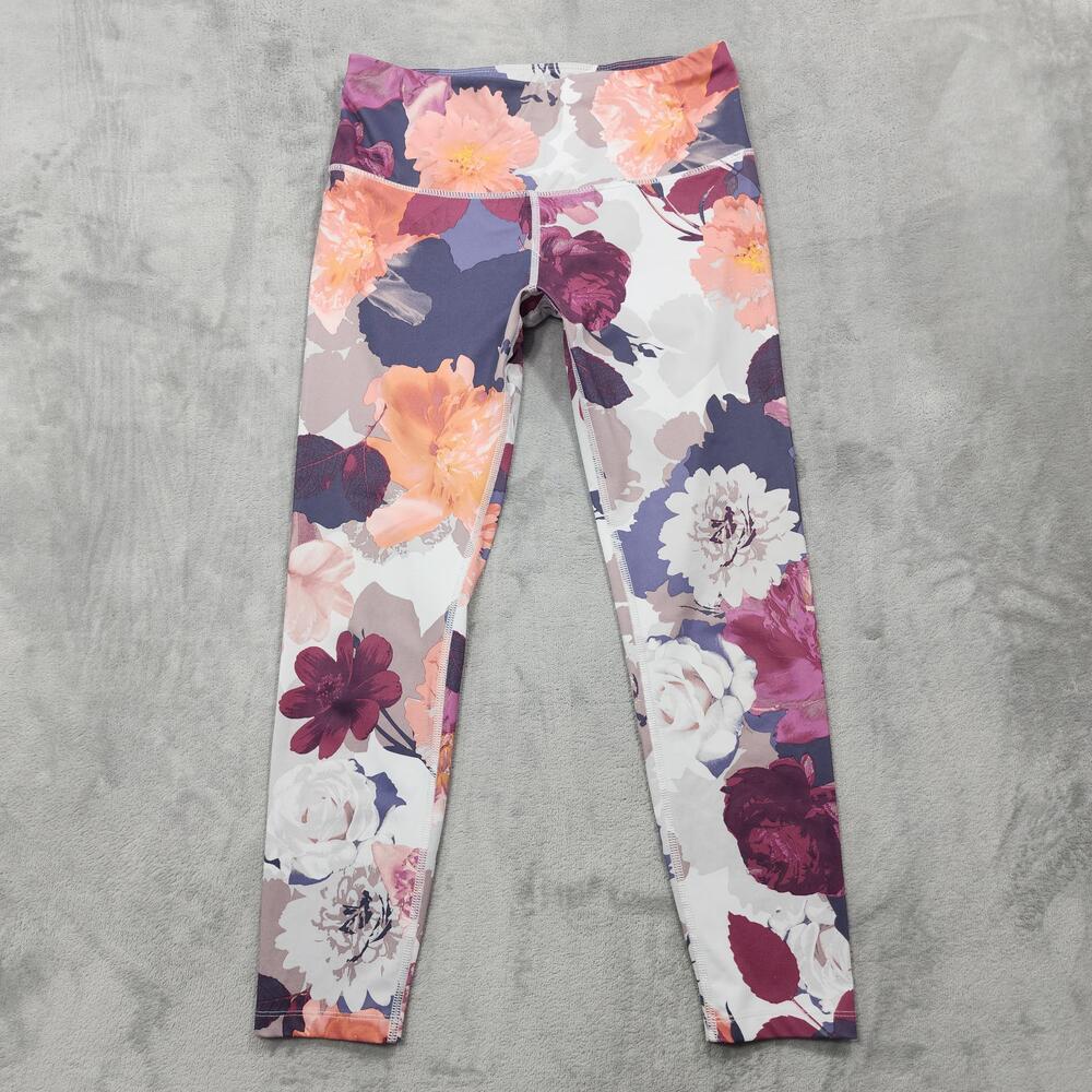 Apana Leggings Womens M Multicolor Floral Ankle Knit Yoga Gym Stretch Workout